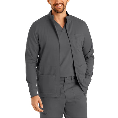 LJ702 White Cross Landau Men's 4-Pocket Scrub Jacket