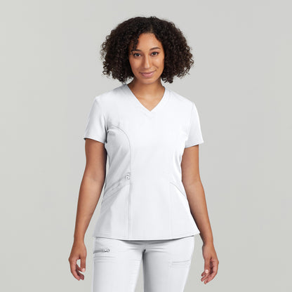 WT134 White Cross V-Tess Women's 3-Pocket V-Neck Scrub Top