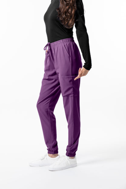 Women's Cotton Flannel Jogger Pants in Indigo/orchid Check