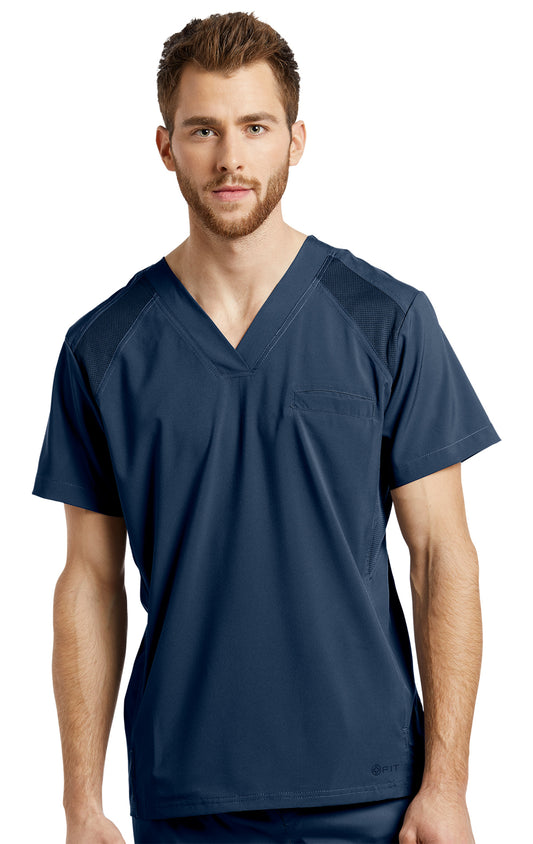 2266 Men's White Cross FIT Scrub Top