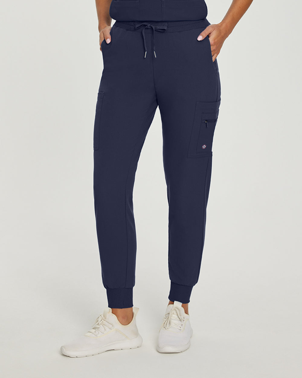 380P Zipped White Cross V-Tess Women's Petite Jogger Pant